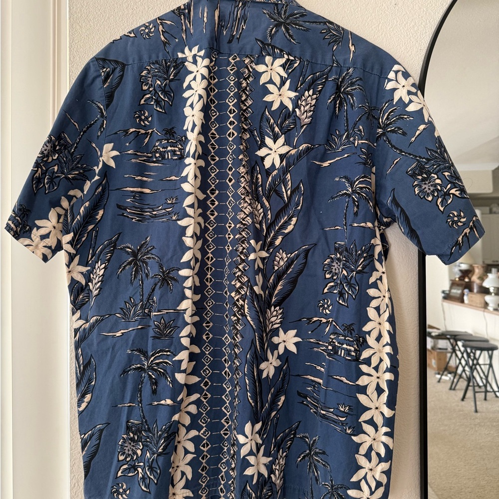 Vtg Hawaiian Reserve Collection Blue Tropical Shirt Mens Large Floral Aloha Palm - Picture 4 of 5